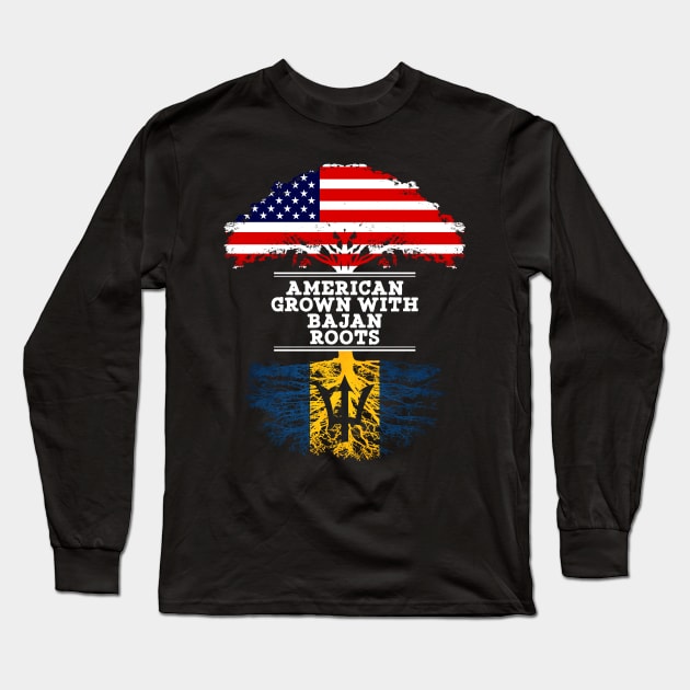 American Grown With Bajan Roots - Gift for Bajan From Barbados Long Sleeve T-Shirt by Country Flags